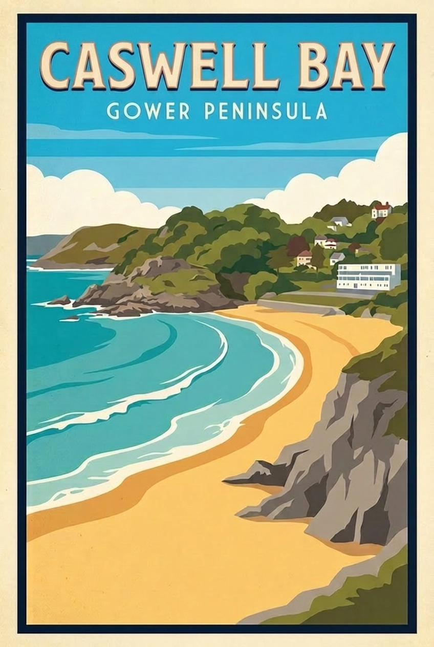 Caswell Bay Gower Peninsula greeting card