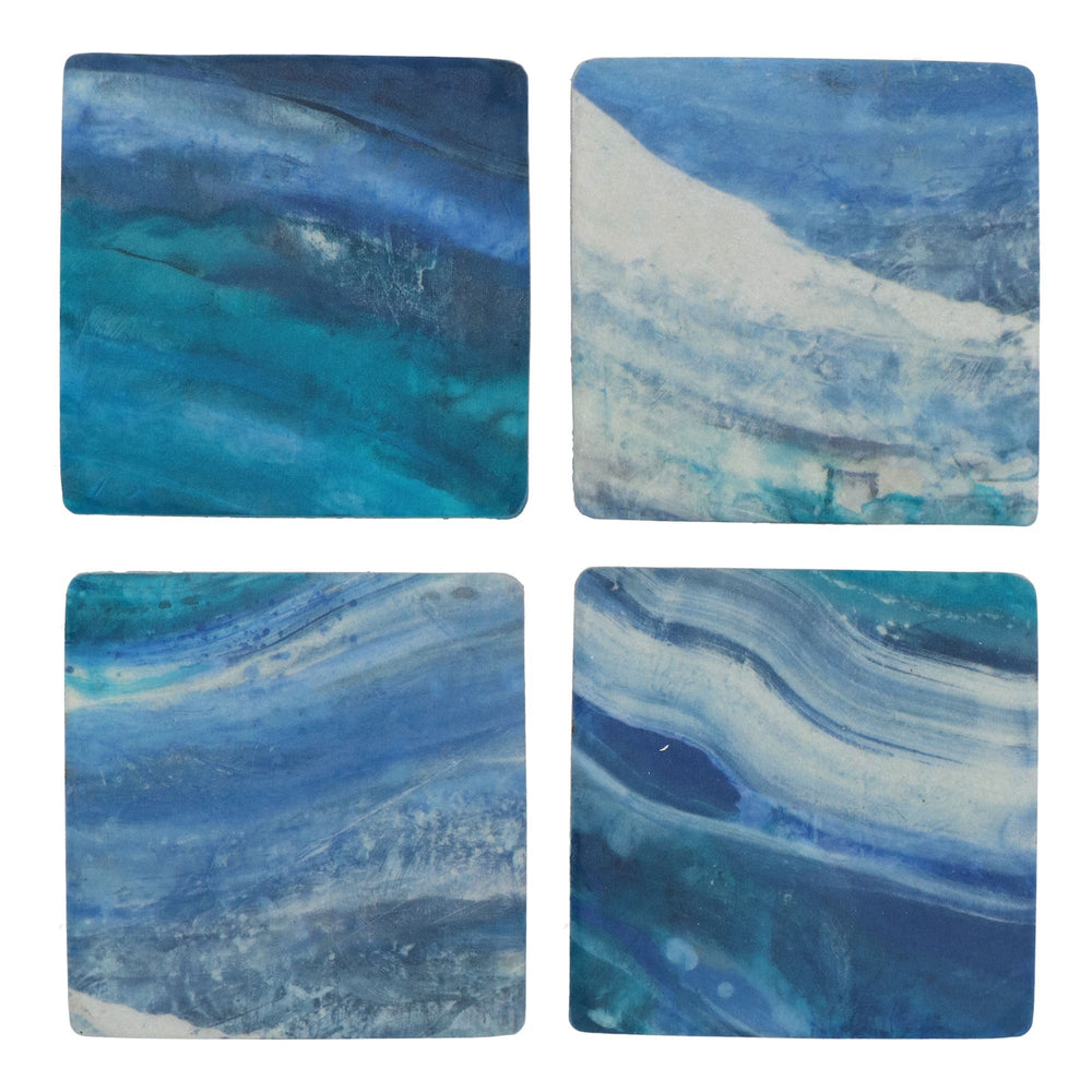 Set of 4 Resin Coasters 10cm - Ocean