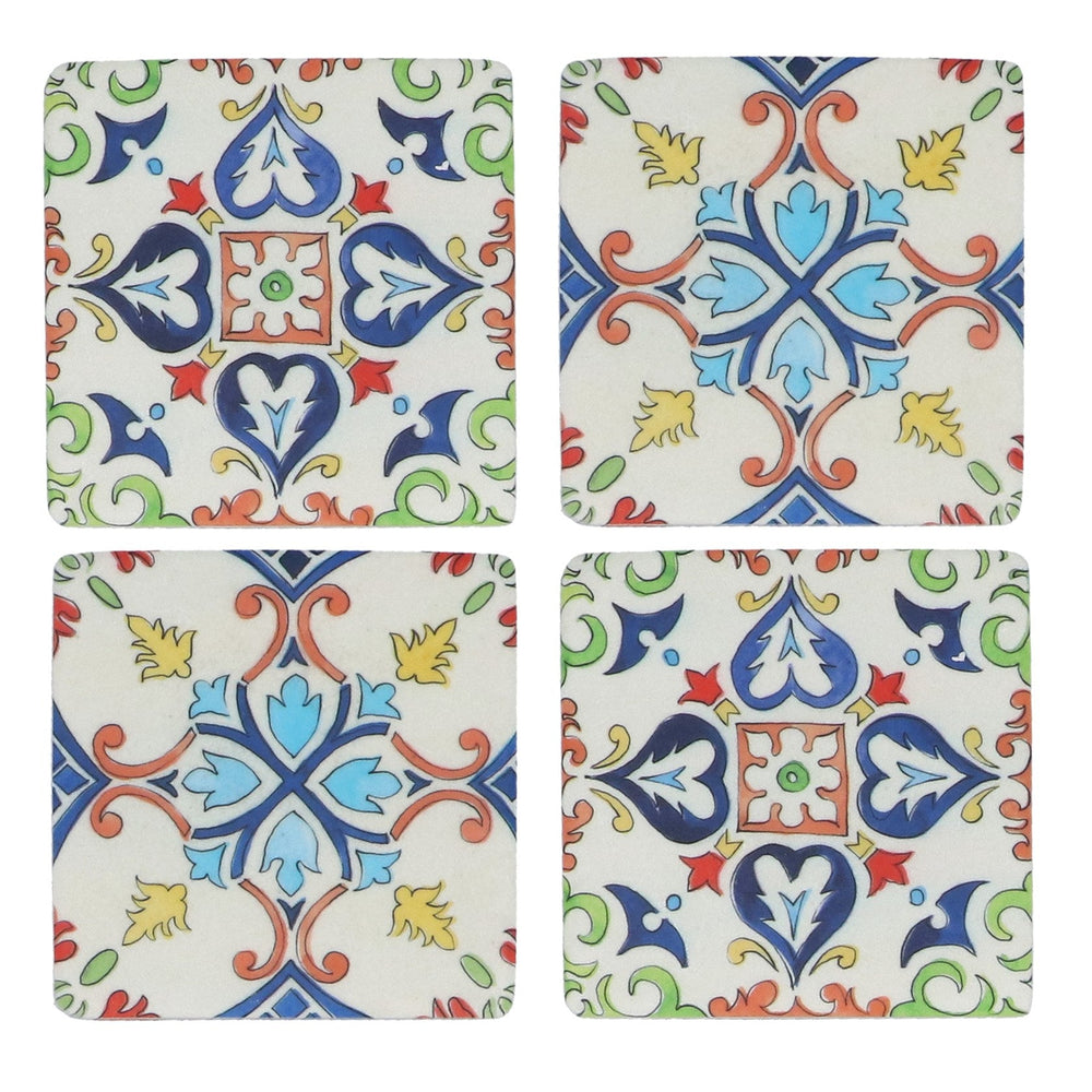 Set of 4 Resin Coasters 10cm - Primary Mosaic Design