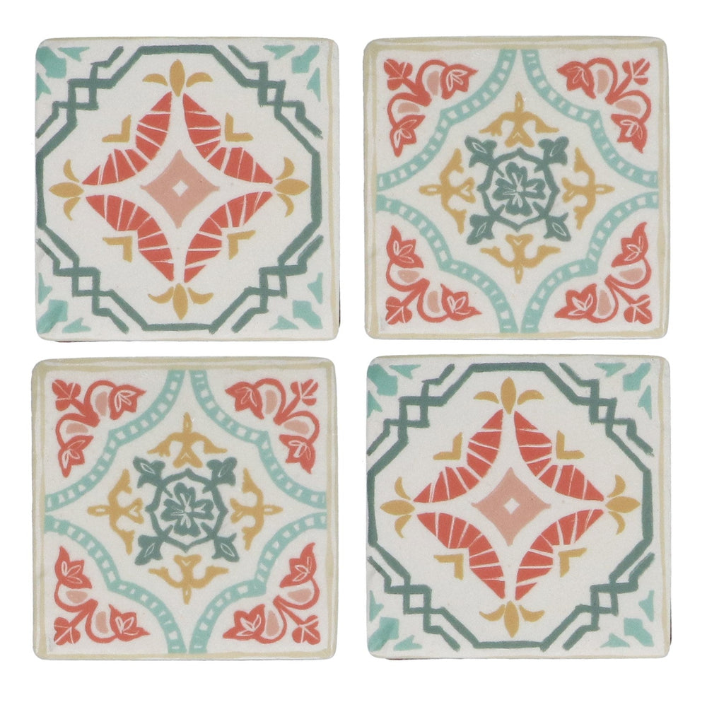Set of 4 Resin Coasters 10cm - Modern Mosaic Design