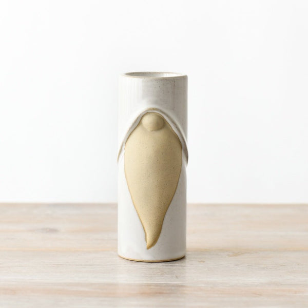 Short ceramic gonk tealight holder in a reactive glaze