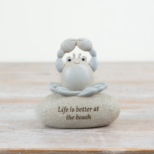 Ceramic beach pebble ornament, 11 cm
