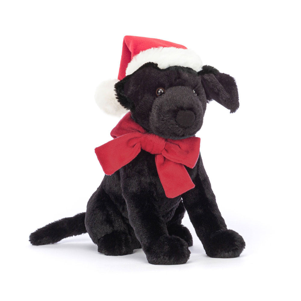 Jellycat Winter Warmer Pippa Black Labrador, front view
