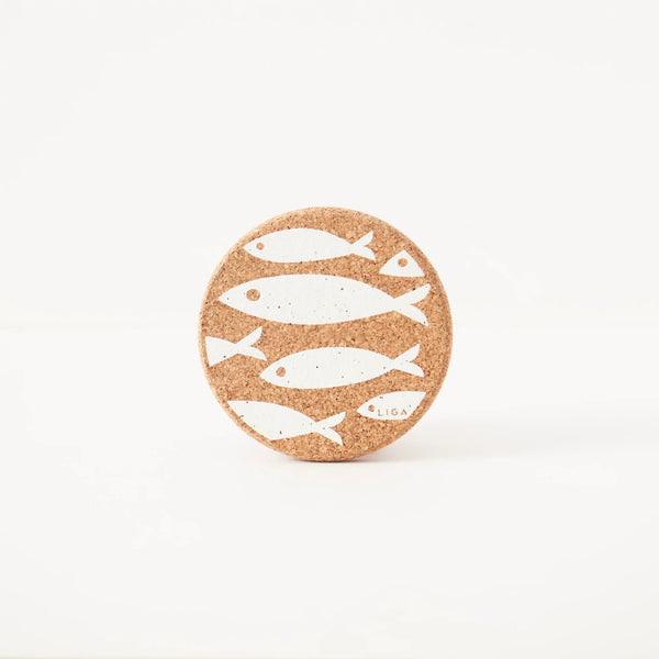 Fish White cork coaster