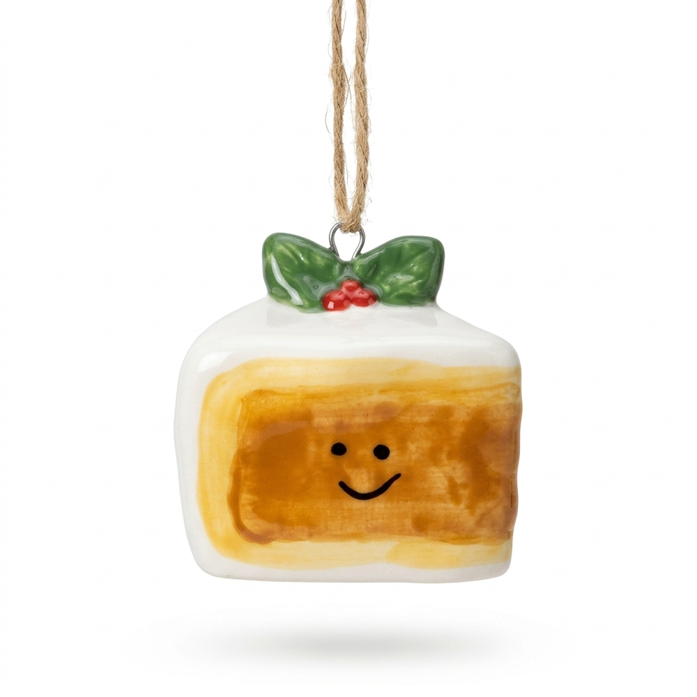 Ceramic Christmas Cake Slice Decoration on a white background