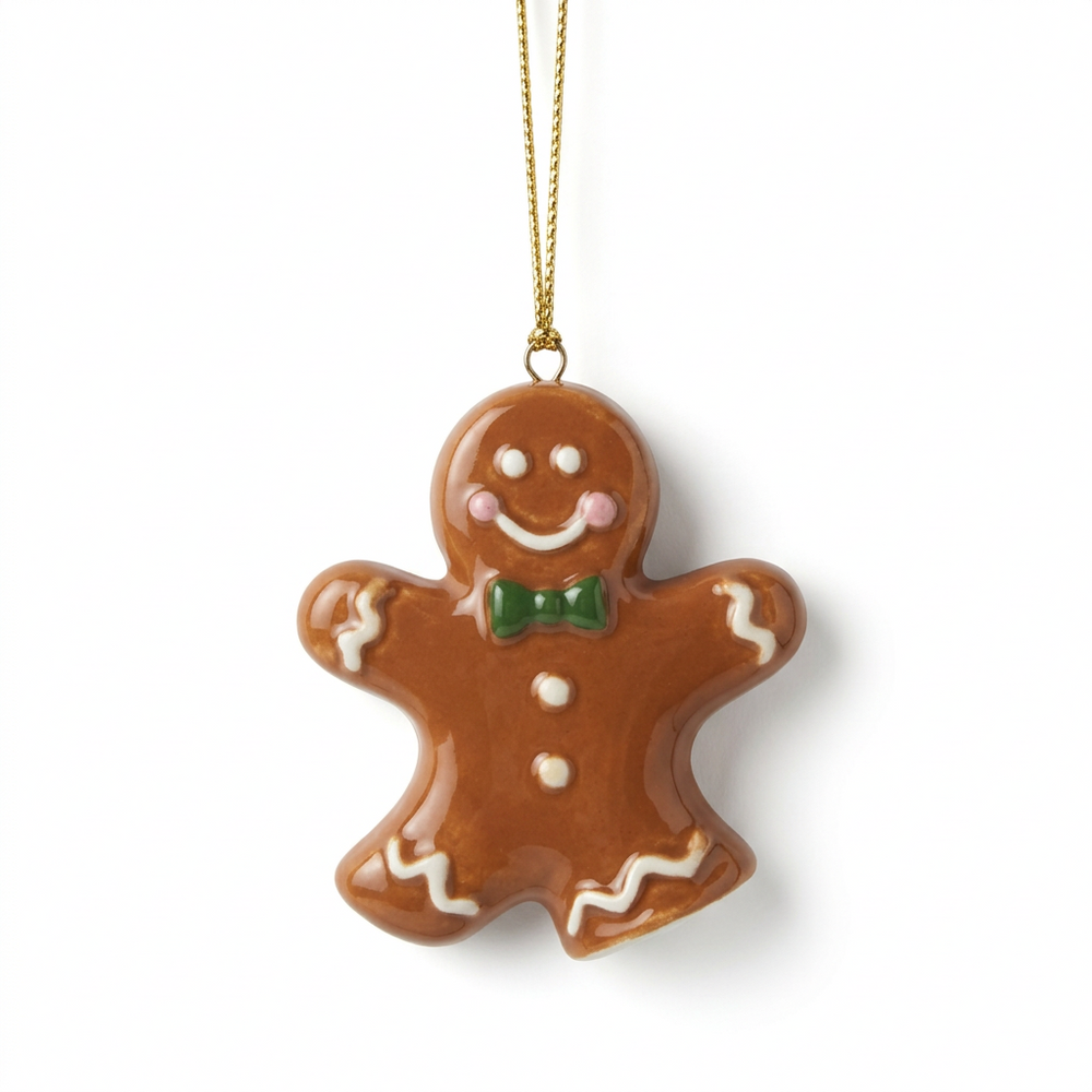 Ceramic Gingerbread Man Christmas Decoration on a white background