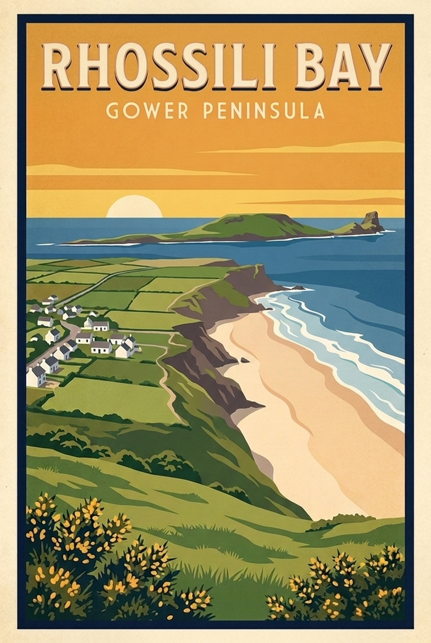 Rhossili Bay Gower Peninsula greeting card