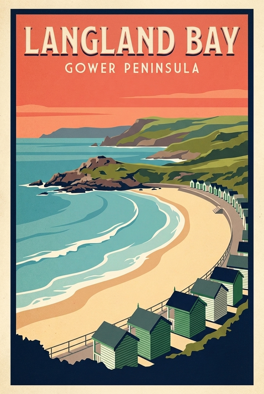 Langland Bay Gower Peninsula greeting card