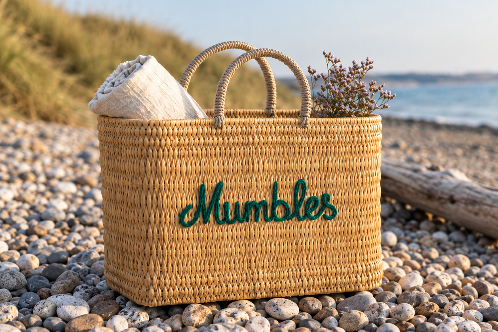 Mumbles Woven Straw Tote Bag
