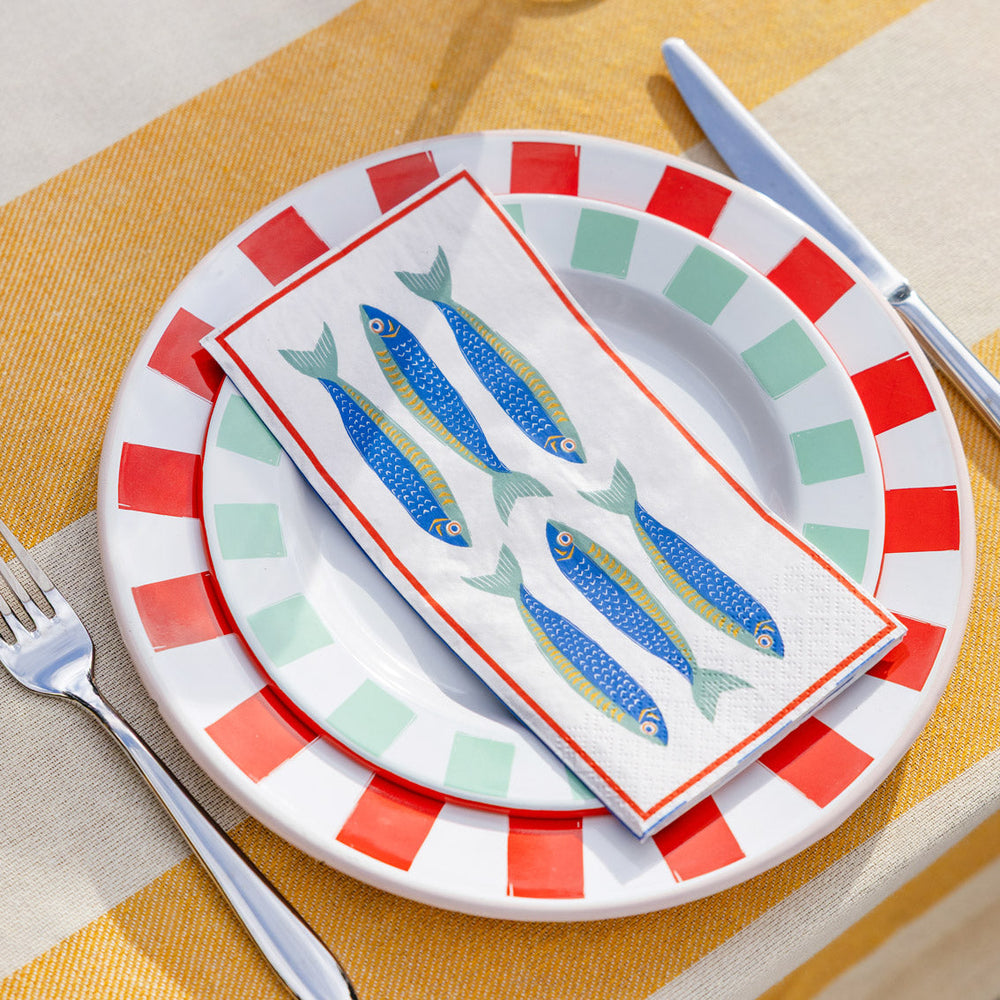 Fish Long Lunch Paper Napkins - 16 Pack