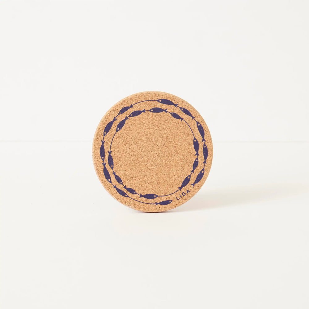Fish on a Line cork coaster