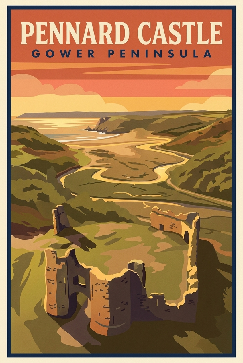 Pennard Castle – Gower Peninsula Print