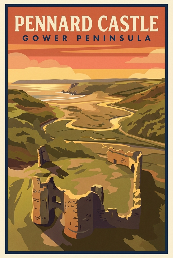 Pennard Castle – Gower Peninsula Print
