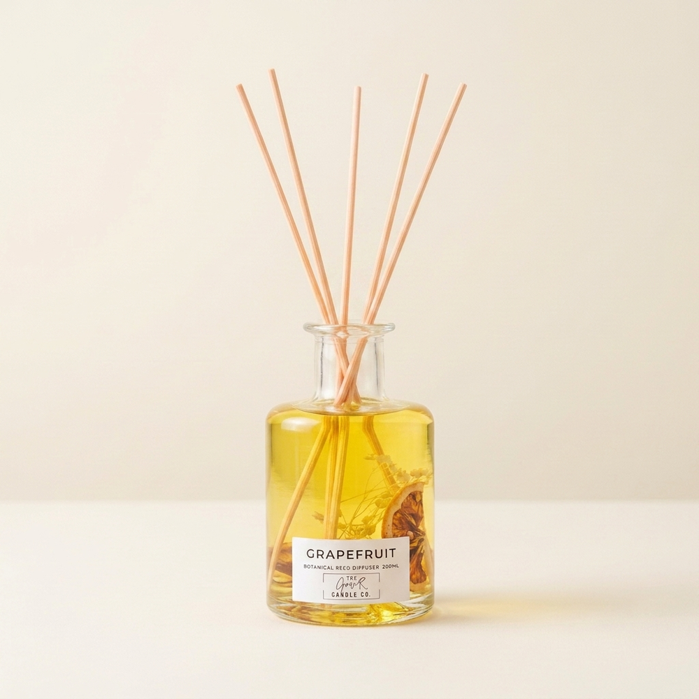 Grapefruit Botanical Reed Diffuser 200ml by The Gower Candle Co. with dried citrus