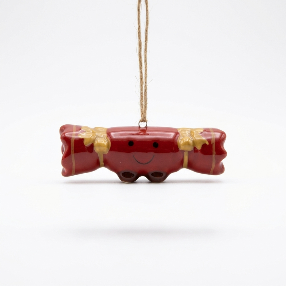 Ceramic Christmas Cracker Decoration on a white background
