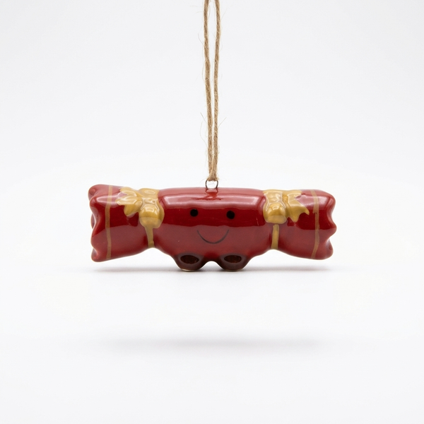 Ceramic Christmas Cracker Decoration on a white background
