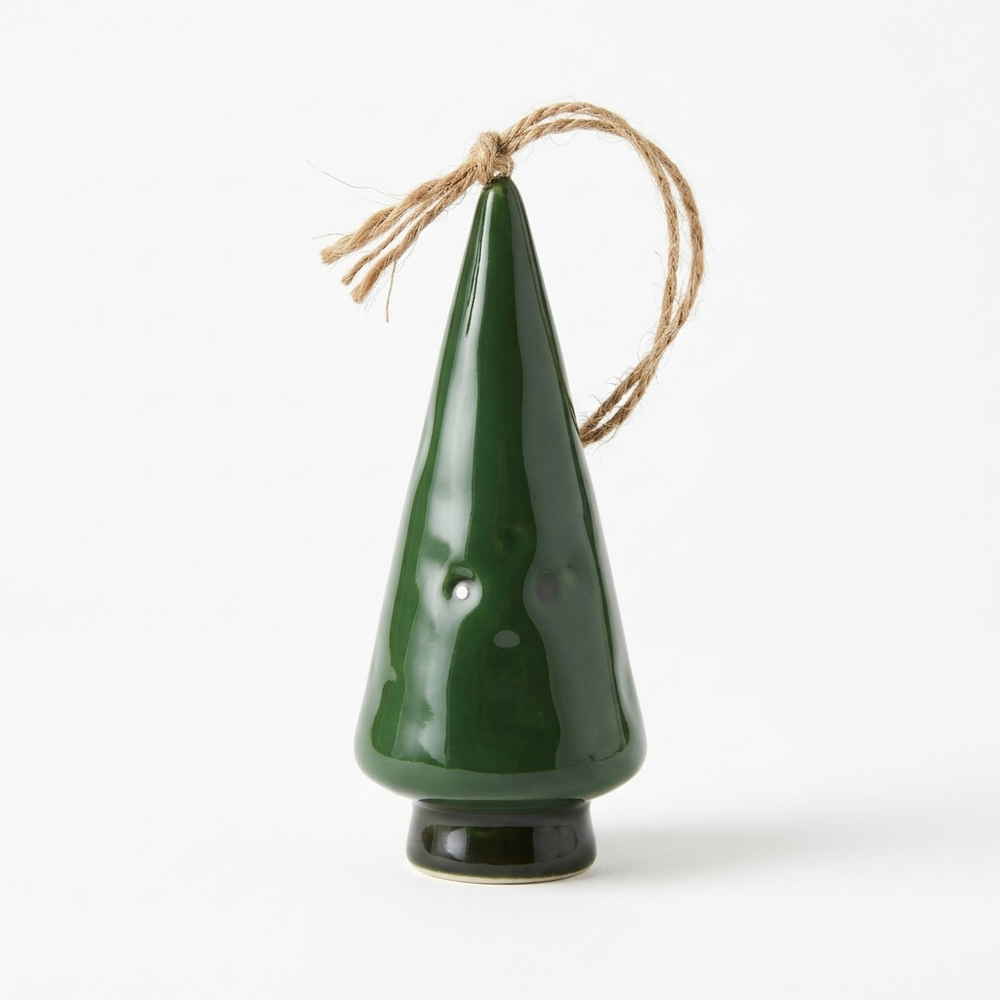 Ceramic Green Christmas Tree Decoration on a white background