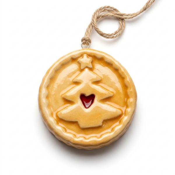 Ceramic Jam Biscuit Christmas Decoration on a white background