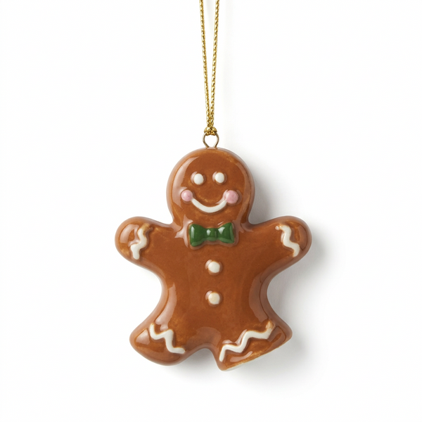 Ceramic Gingerbread Man Christmas Decoration on a white background