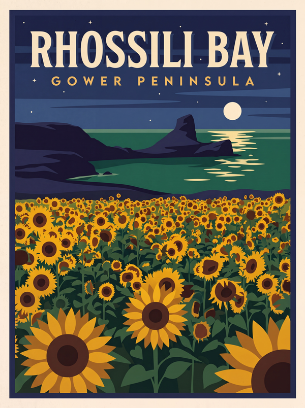 Rhossili Bay Sunflowers – Gower Peninsula Print